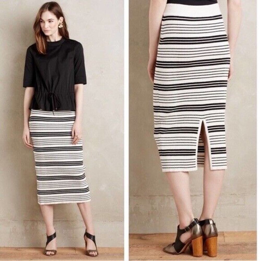 Athropologie Moth Striped Serilda Knit Pencil Midi skirt Size XSmall